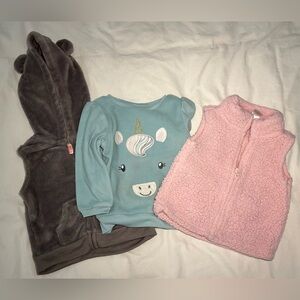 Carter's Girl Vests/Sweater Bundle of 3 
12 month old 
Pink/Grey/Multi Color